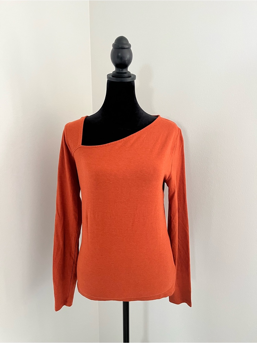 A NEW DAY Women’s Burnt Orange 🧶 Long Sleeve Top, Asymmetric Neck, Size S